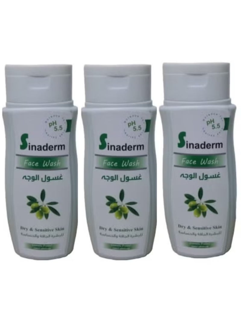 سيناديرم 3عبوة من غسول الوجه سيناديرم للبشرة الجافة والحساسة 200 مل - Image 1